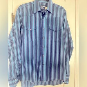 Wrangler men’s long sleeve pearl snap vintage shirt extra long